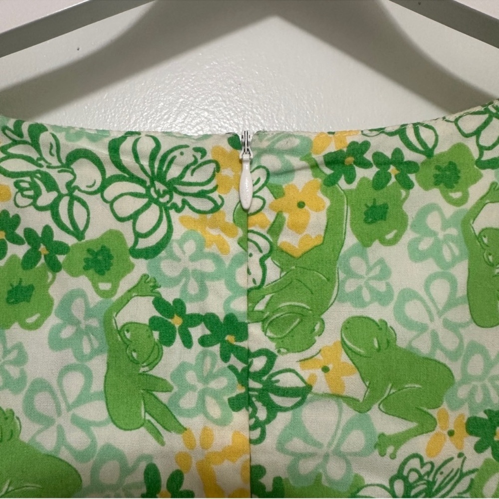 Lilly Pulitzer frog shift dress vintage white tag green yellow white cotton - Picture 7 of 8